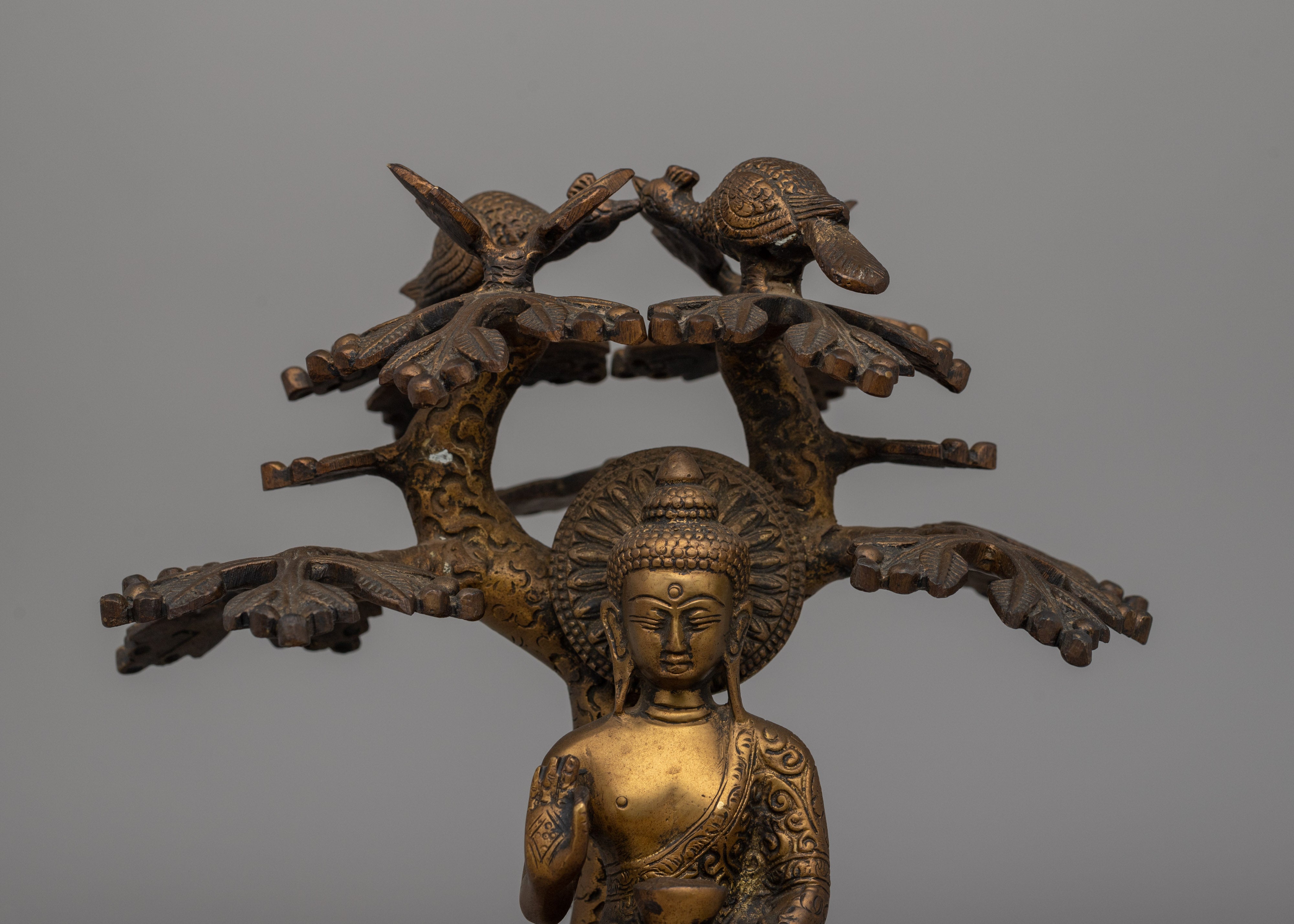 Amoghasiddhi Buddha Under Tree | Handcrafted Brass Statue for Serenity