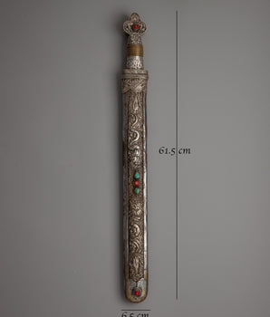 A Vintage Buddhist Ritual Sword for Spiritual Practices and Decor |  A stunning 61.5cm Buddhist spiritual artifact.