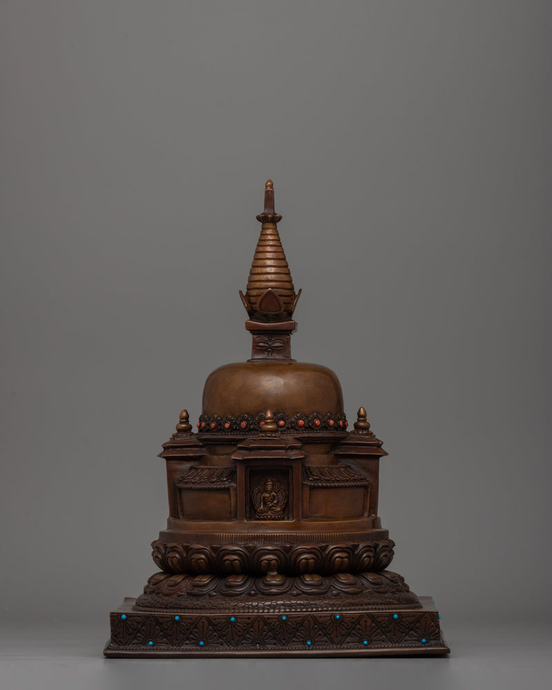 A Sacred Buddhist Stupa for Meditation and Spiritual Elevation | Oxidized Finish