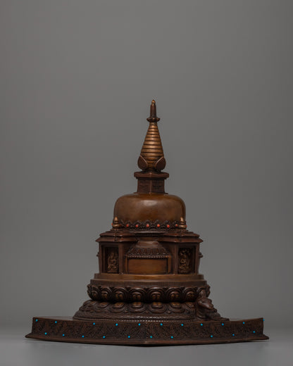 A Sacred Buddhist Stupa for Meditation and Spiritual Elevation | Oxidized Finish