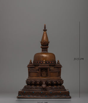 A Sacred Buddhist Stupa for Meditation and Spiritual Elevation | Oxidized Finish