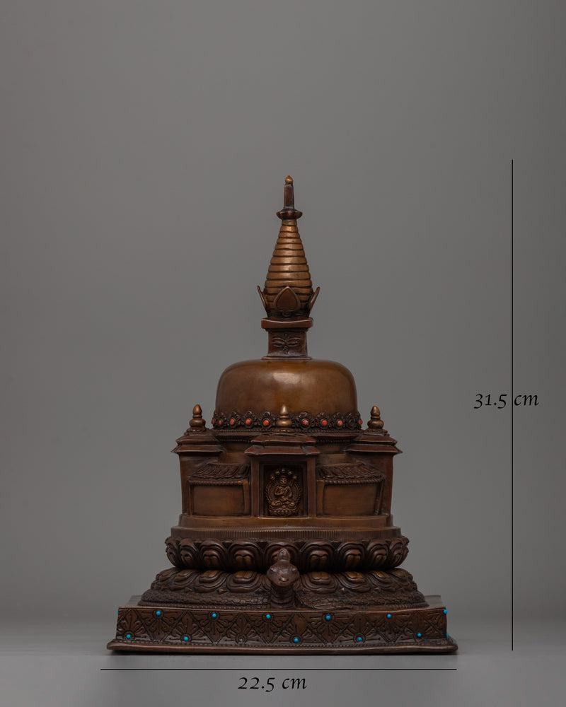 A Sacred Buddhist Stupa for Meditation and Spiritual Elevation | Oxidized Finish