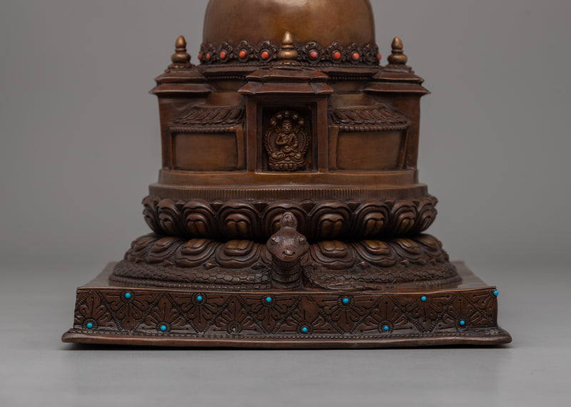 A Sacred Buddhist Stupa for Meditation and Spiritual Elevation | Oxidized Finish