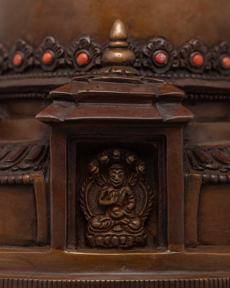 A Sacred Buddhist Stupa for Meditation and Spiritual Elevation | Oxidized Finish