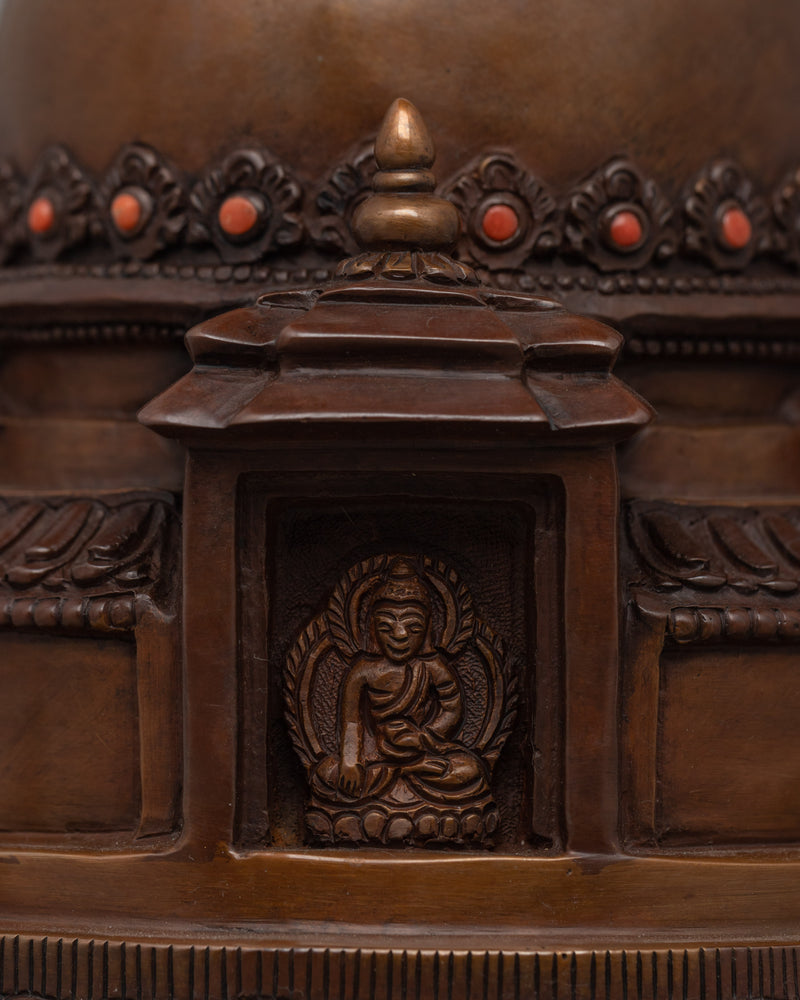 A Sacred Buddhist Stupa for Meditation and Spiritual Elevation | Oxidized Finish