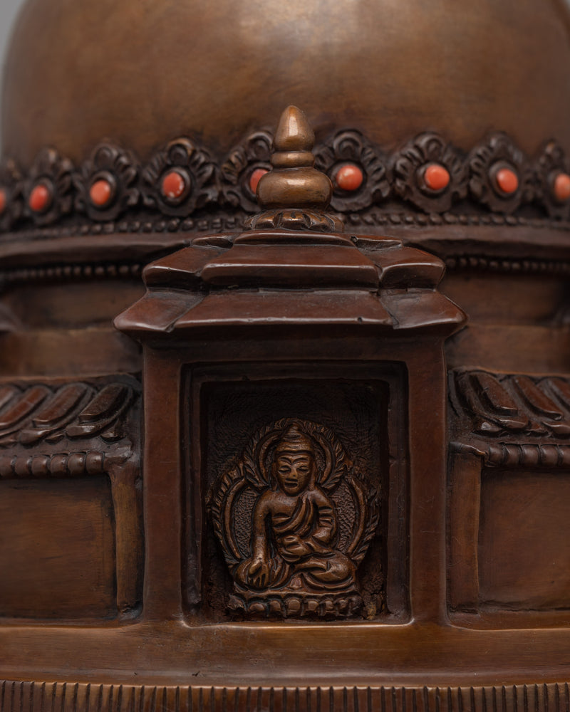 A Sacred Buddhist Stupa for Meditation and Spiritual Elevation | Oxidized Finish