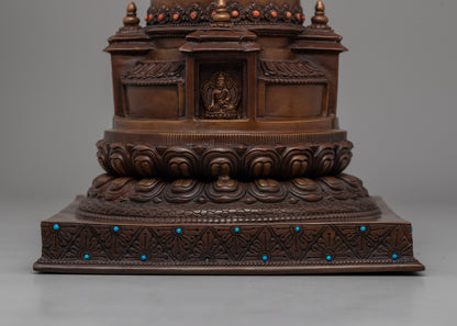 A Sacred Buddhist Stupa for Meditation and Spiritual Elevation | Oxidized Finish