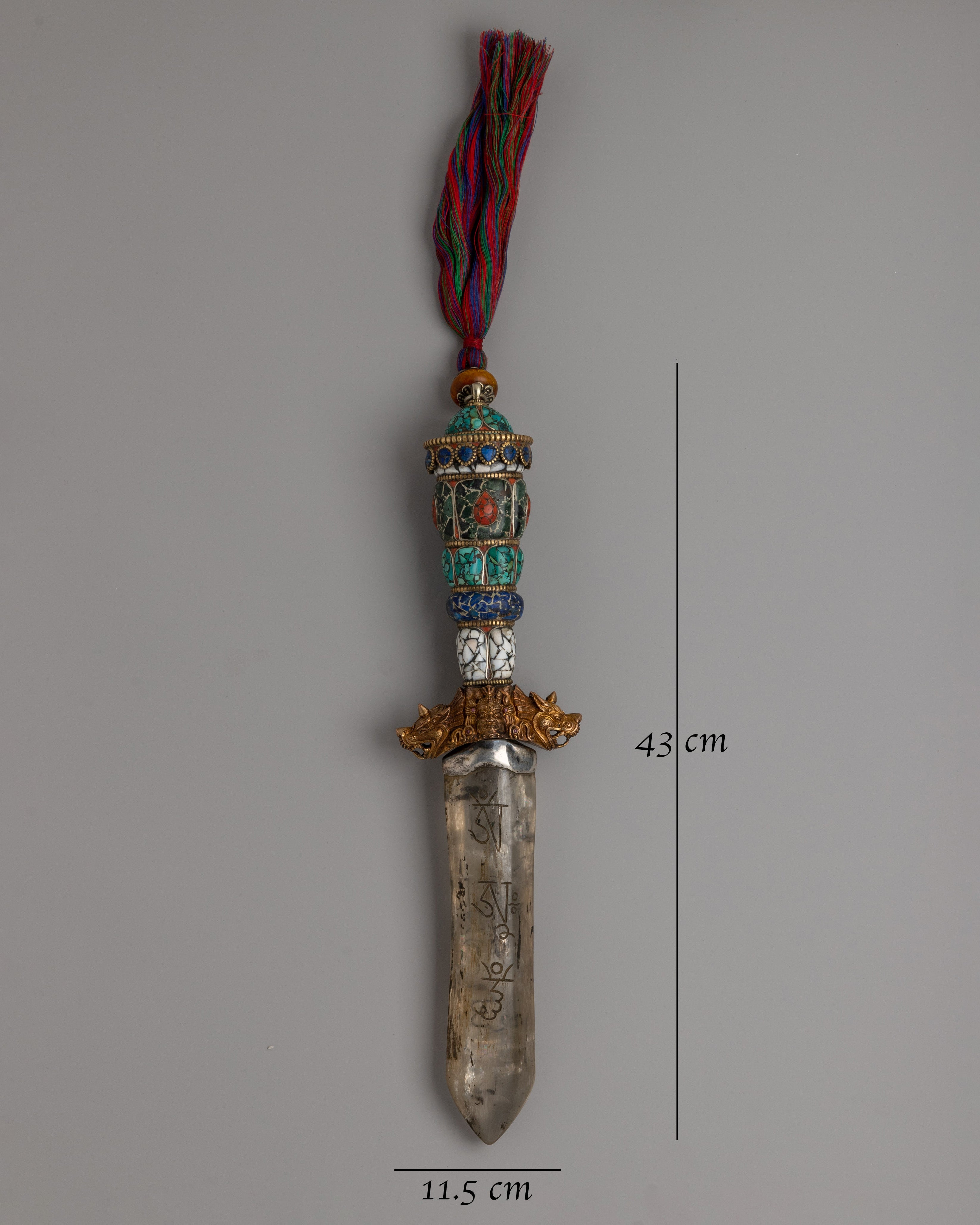 Tibetan Phurba Dagger with Crystal Blade | Sacred Ritual Artifact