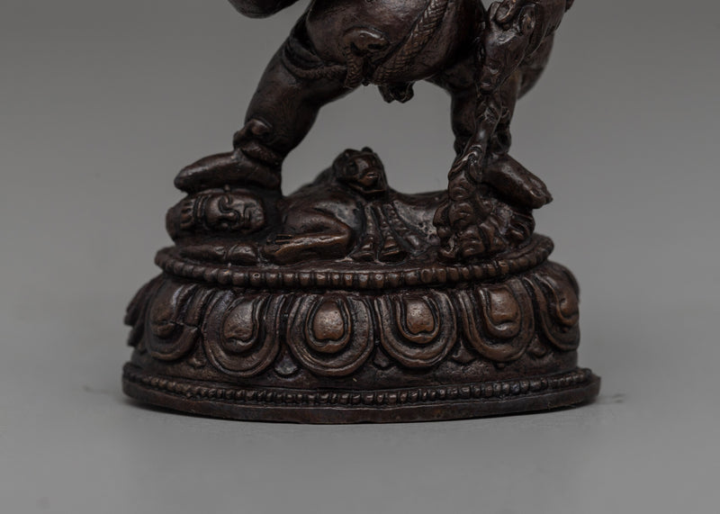 Handcrafted Oxidized Copper Standing Black Dzambhala Statue |  A Wealth Deity for Abundance