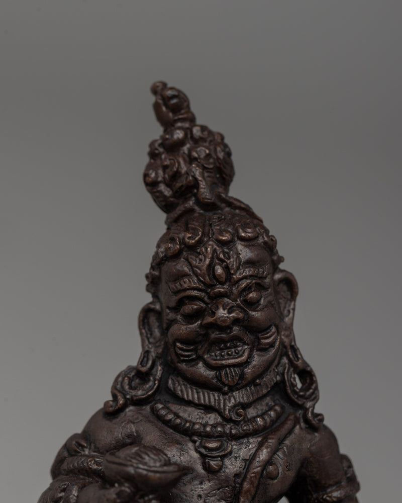 Handcrafted Oxidized Copper Standing Black Dzambhala Statue |  A Wealth Deity for Abundance