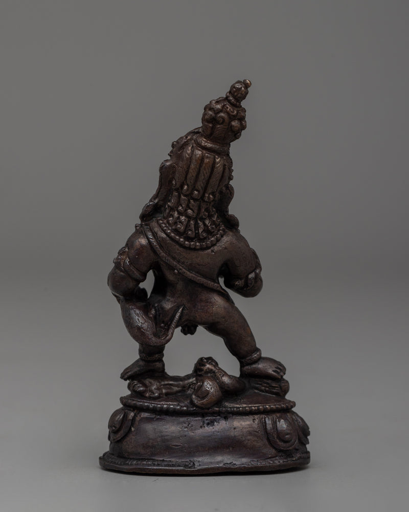 Handcrafted Oxidized Copper Standing Black Dzambhala Statue |  A Wealth Deity for Abundance