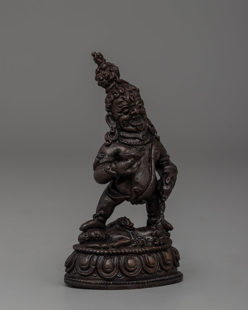 Handcrafted Oxidized Copper Standing Black Dzambhala Statue |  A Wealth Deity for Abundance