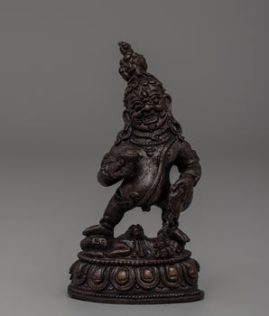 Handcrafted Oxidized Copper Standing Black Dzambhala Statue 