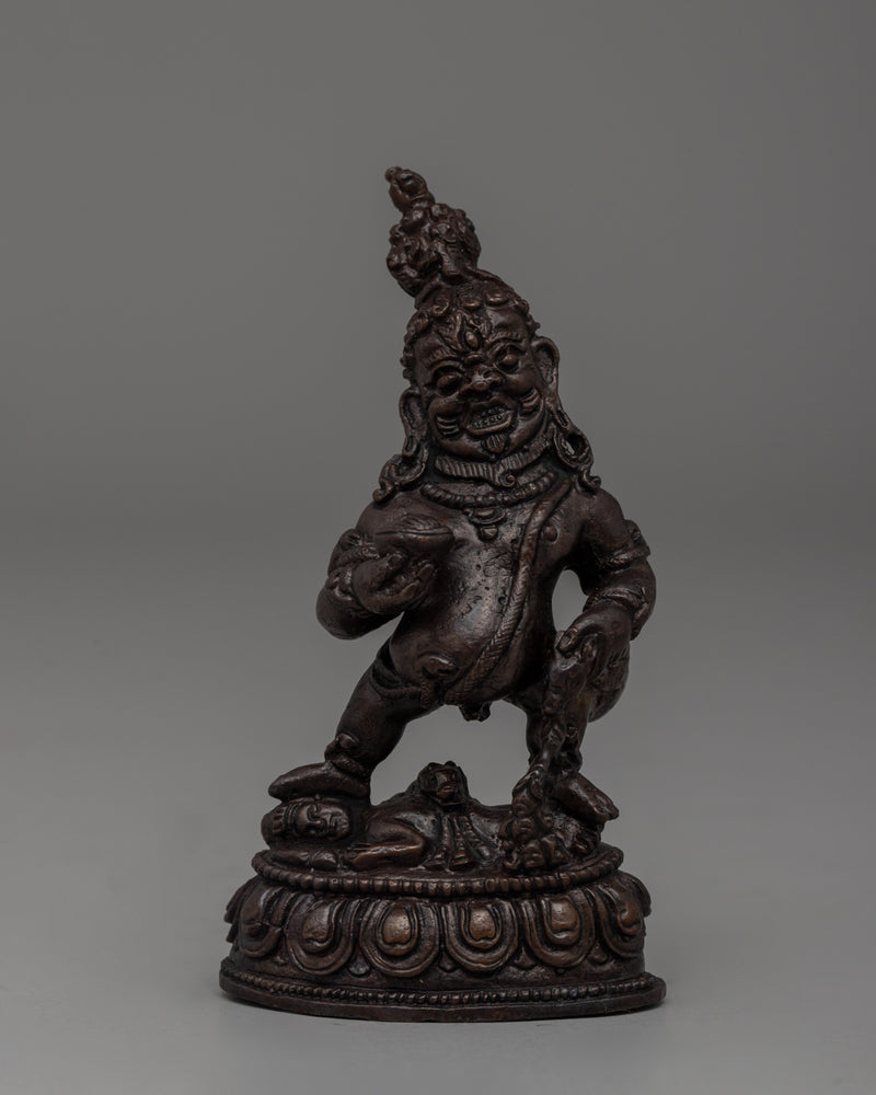 Handcrafted Oxidized Copper Standing Black Dzambhala Statue 