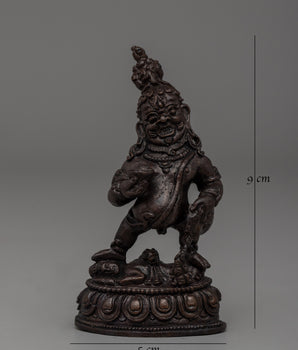 Handcrafted Oxidized Copper Standing Black Dzambhala Statue |  A Wealth Deity for Abundance