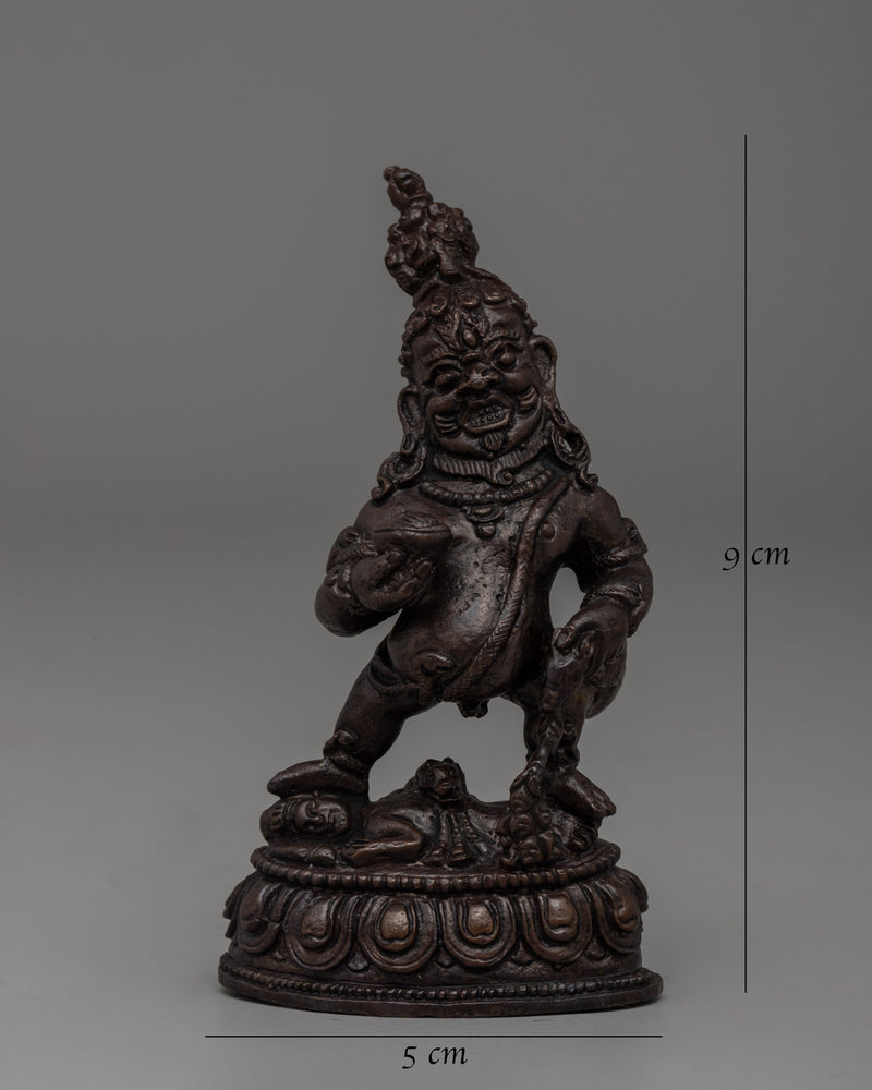 Handcrafted Oxidized Copper Standing Black Dzambhala Statue |  A Wealth Deity for Abundance