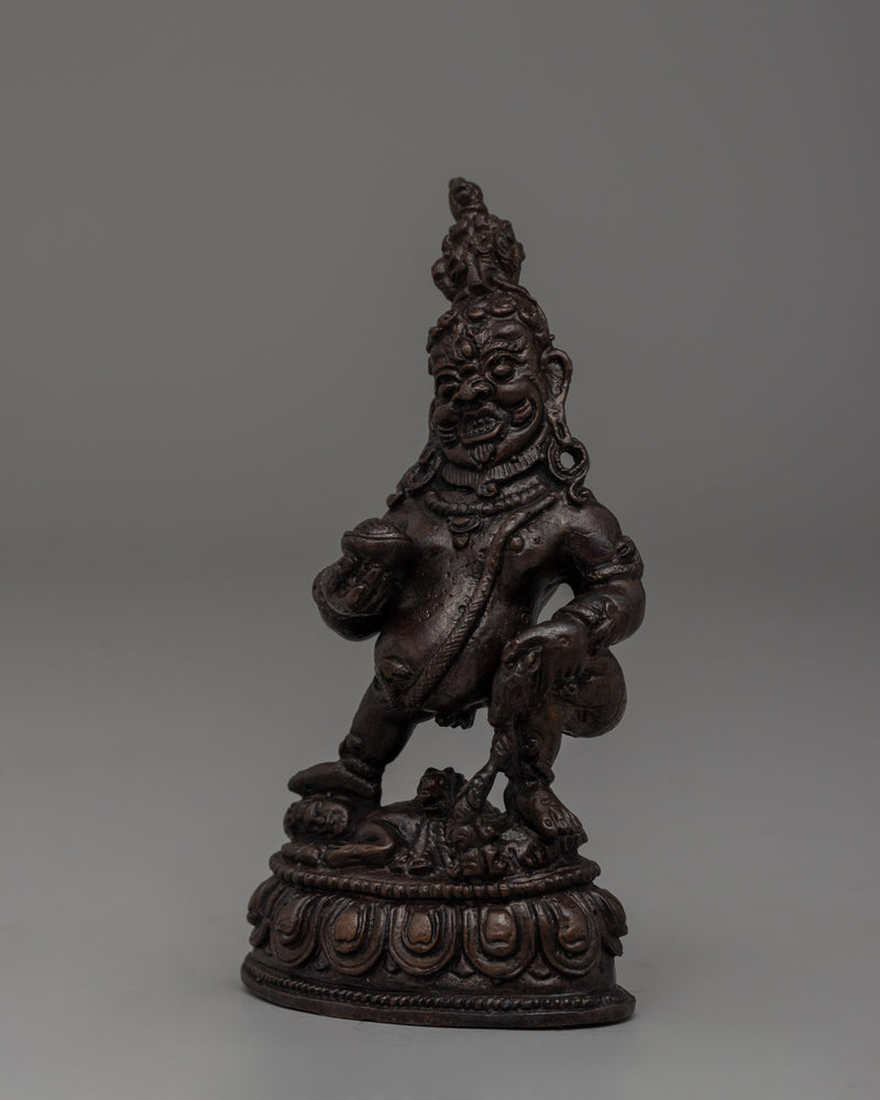 Handcrafted Oxidized Copper Standing Black Dzambhala Statue |  A Wealth Deity for Abundance