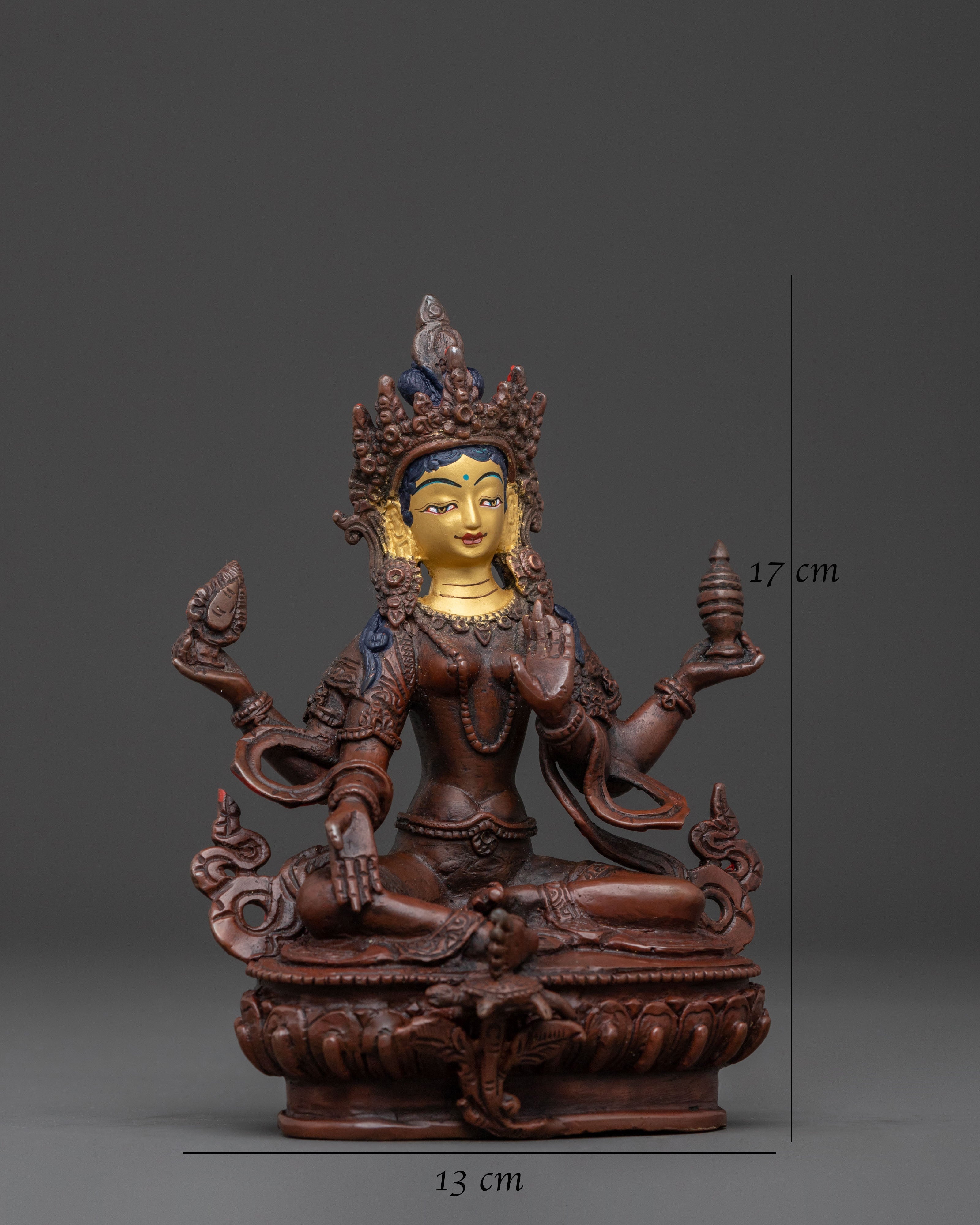 Handmade Devi Laxmi Statue | Oxidized Copper Altar Sculpture