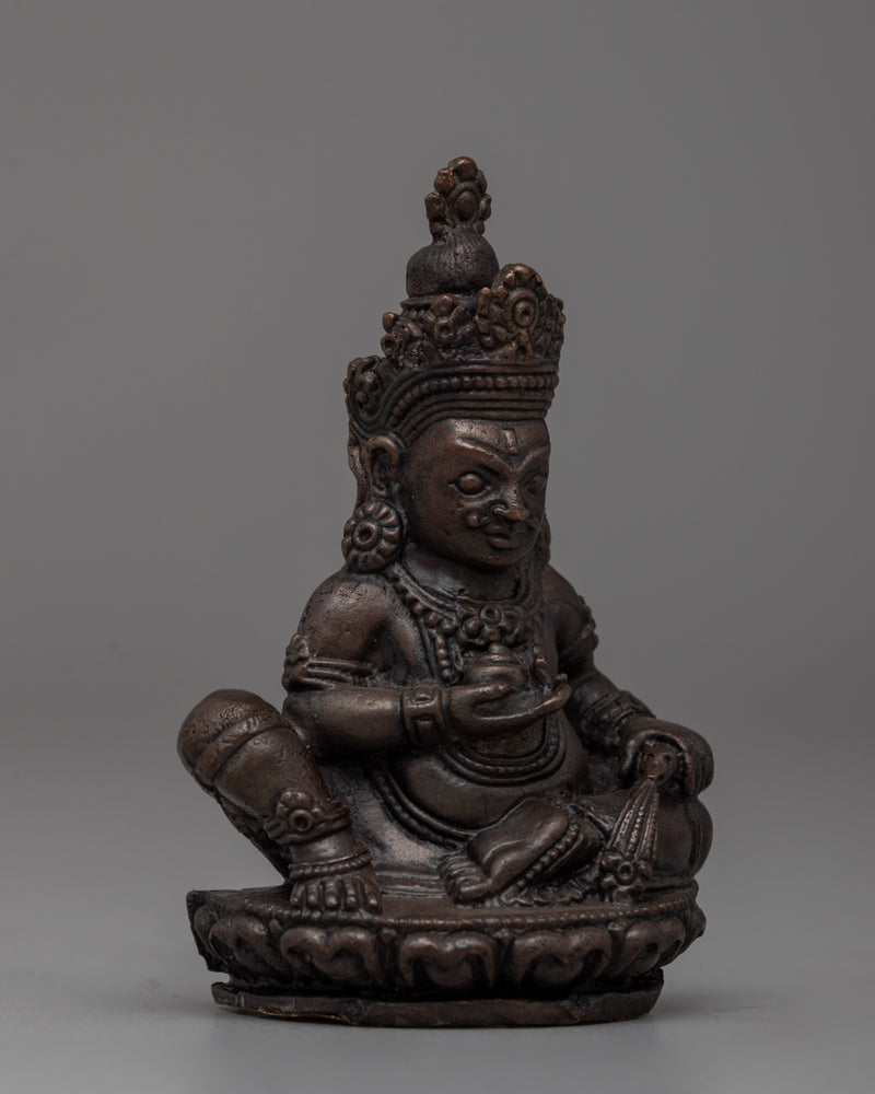 Handcrafted Oxidized Copper Seated Dzambhala Statue | Buddhist Prosperity Decor, Spiritual Altar Art