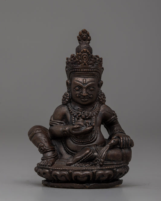 Handcrafted Oxidized Copper Seated Dzambhala Statue 