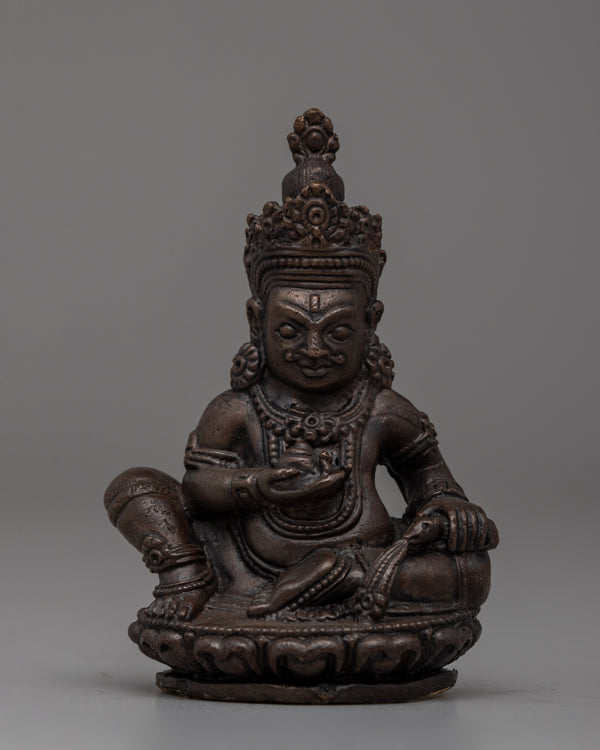 Handcrafted Oxidized Copper Seated Dzambhala Statue 