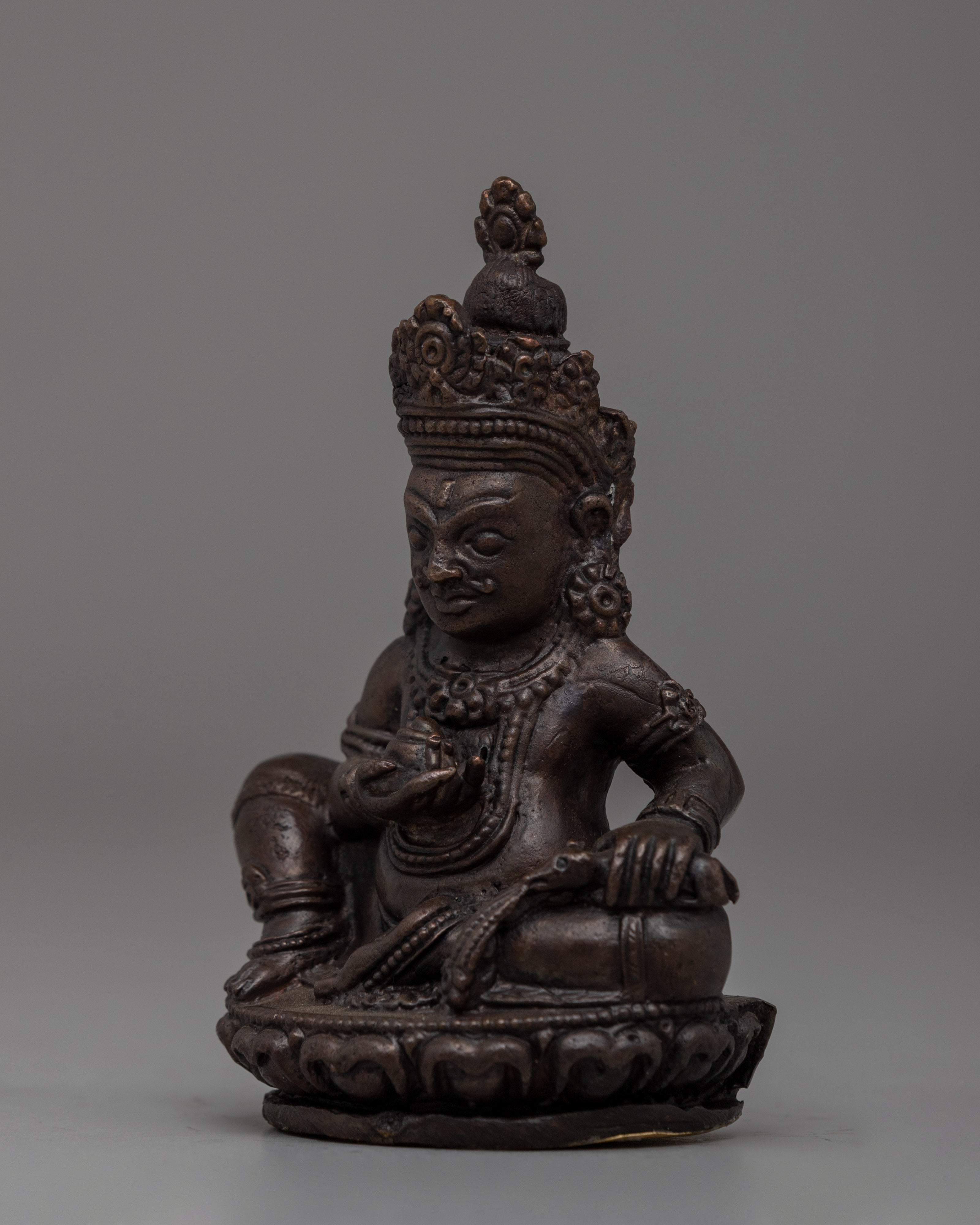Handcrafted Oxidized Copper Seated Dzambhala Statue | Buddhist Prosperity Decor, Spiritual Altar Art
