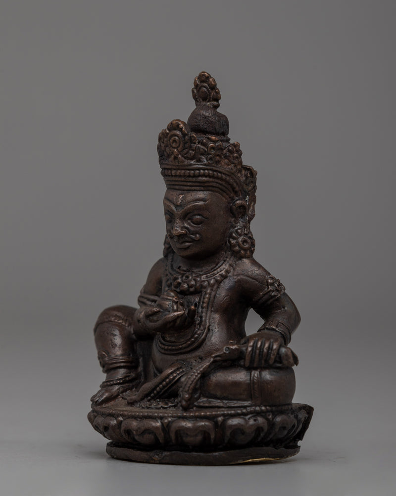 Handcrafted Oxidized Copper Seated Dzambhala Statue | Buddhist Prosperity Decor, Spiritual Altar Art