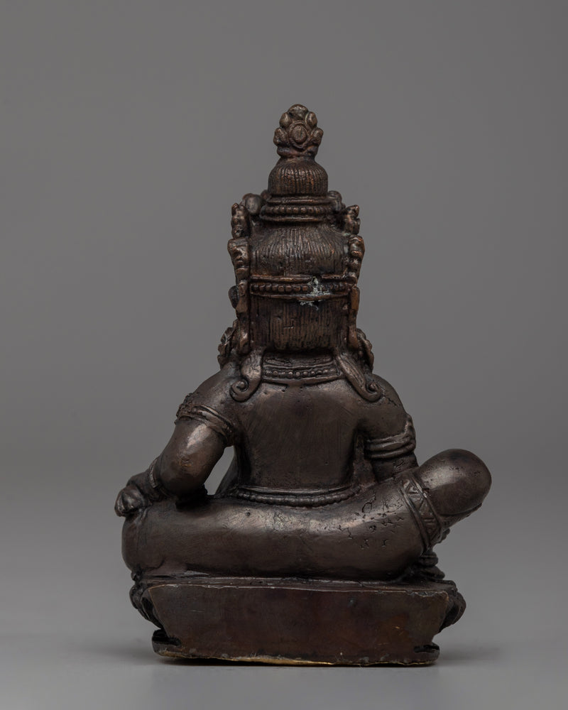 Handcrafted Oxidized Copper Seated Dzambhala Statue | Buddhist Prosperity Decor, Spiritual Altar Art