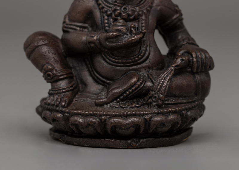 Handcrafted Oxidized Copper Seated Dzambhala Statue | Buddhist Prosperity Decor, Spiritual Altar Art