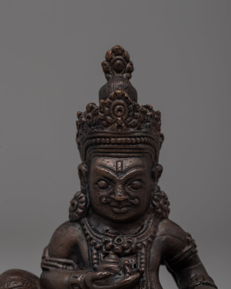 Handcrafted Oxidized Copper Seated Dzambhala Statue | Buddhist Prosperity Decor, Spiritual Altar Art