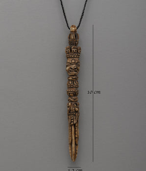 Hand-Carved Buffalo Bone Tibetan Buddhist Locket | Powerful Wrathful Deity Pendant
