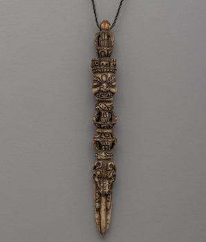 Phurba-Inspired Buffalo Bone Hand-Carved Locket