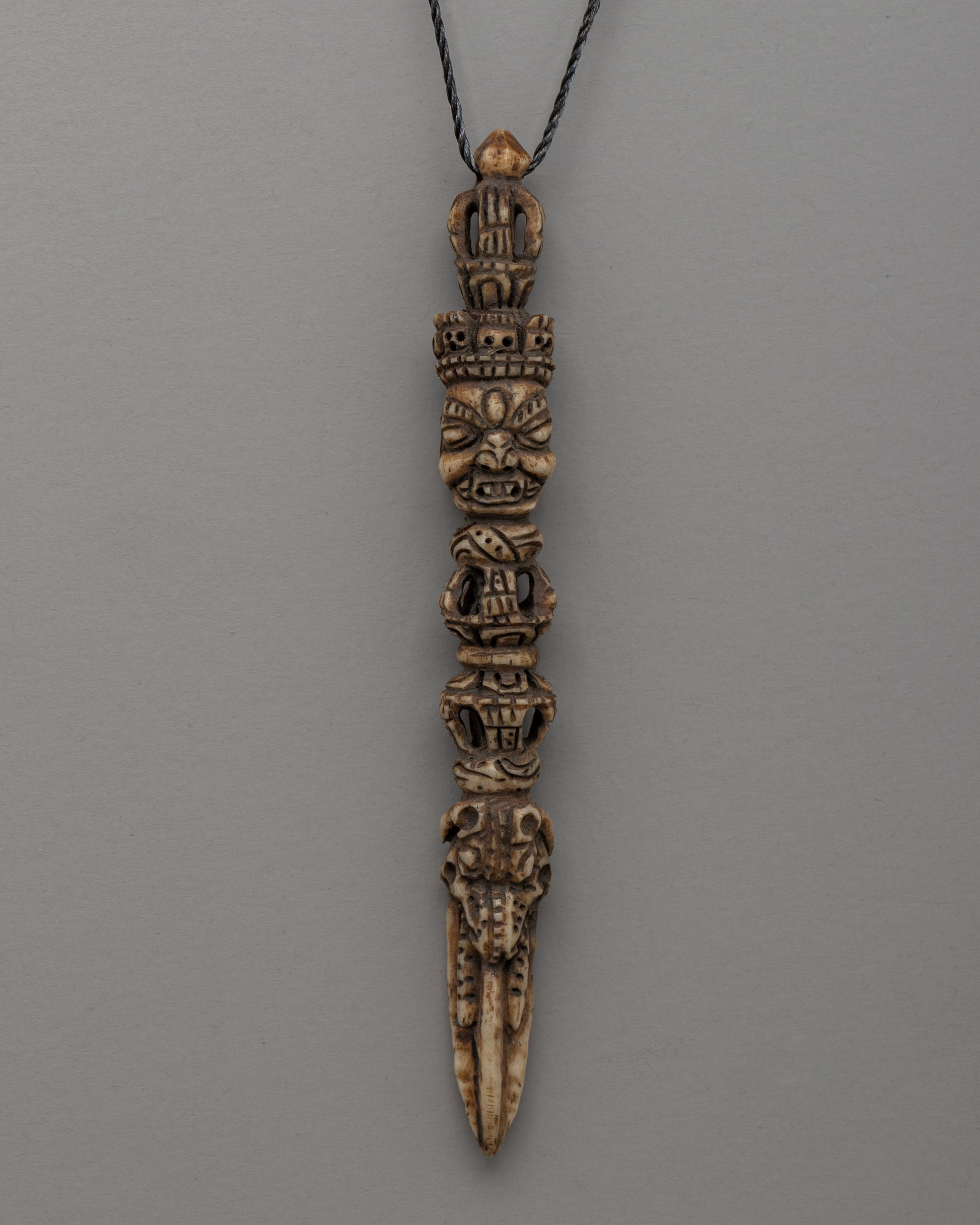 Phurba-Inspired Buffalo Bone Hand-Carved Locket