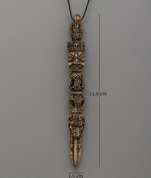 Phurba-Inspired Buffalo Bone Hand-Carved Locket | Perfect Sacred Meditation Pendant