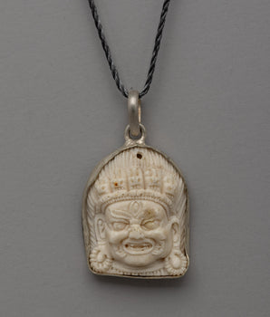 Hand-Carved Bhairav Locket with Five-Skull Crown