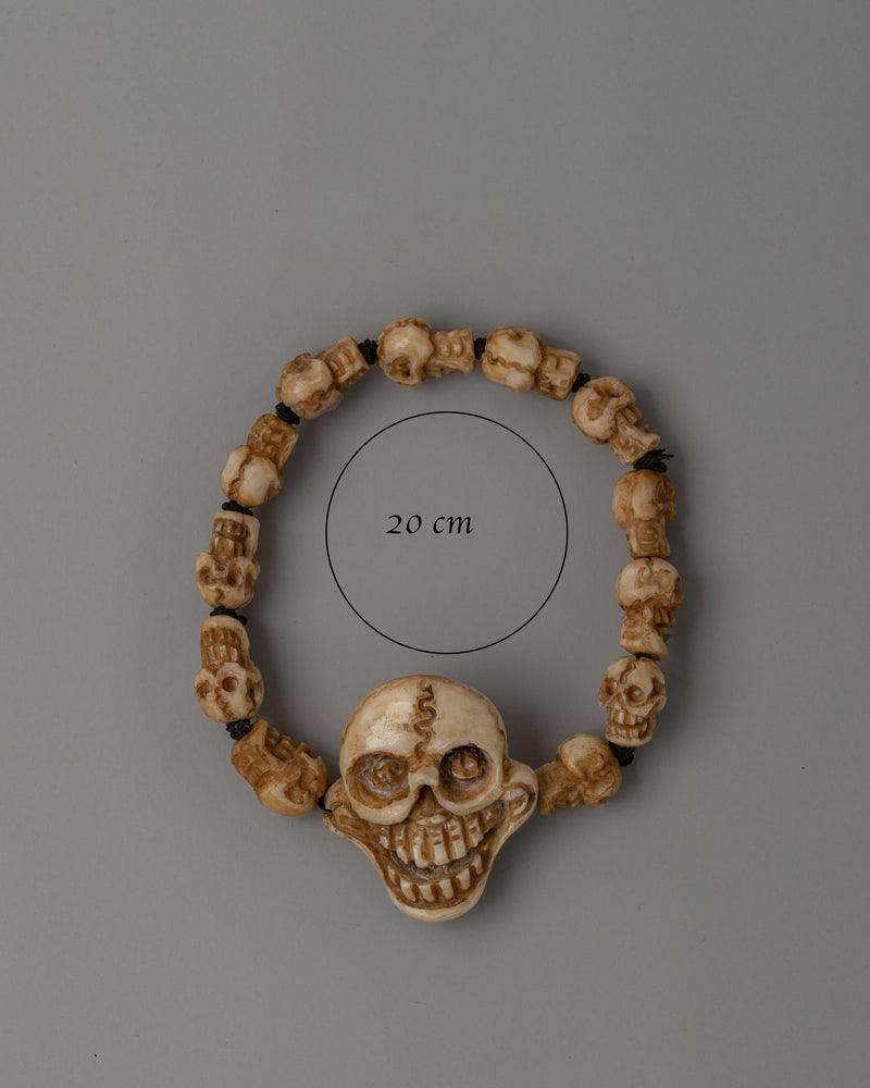 Traditionally Handcarved Skull Head Bracelet | Spiritual Buddhism Accessory