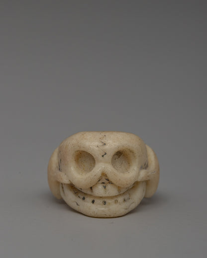 Hand-Carved Skull Buffalo Bone Ring 