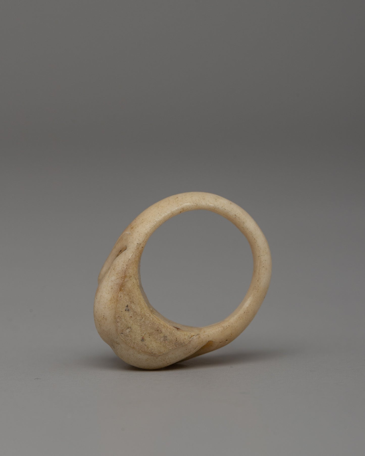 Hand-Carved Skull Buffalo Bone Ring | Traditional Tibetan Artisan Statement Band