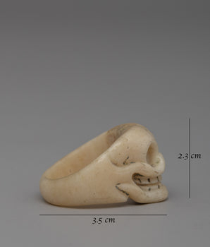 Traditional Tibetan Handcrafted Skull Buffalo Bone Ring | Artisan Symbolic Band