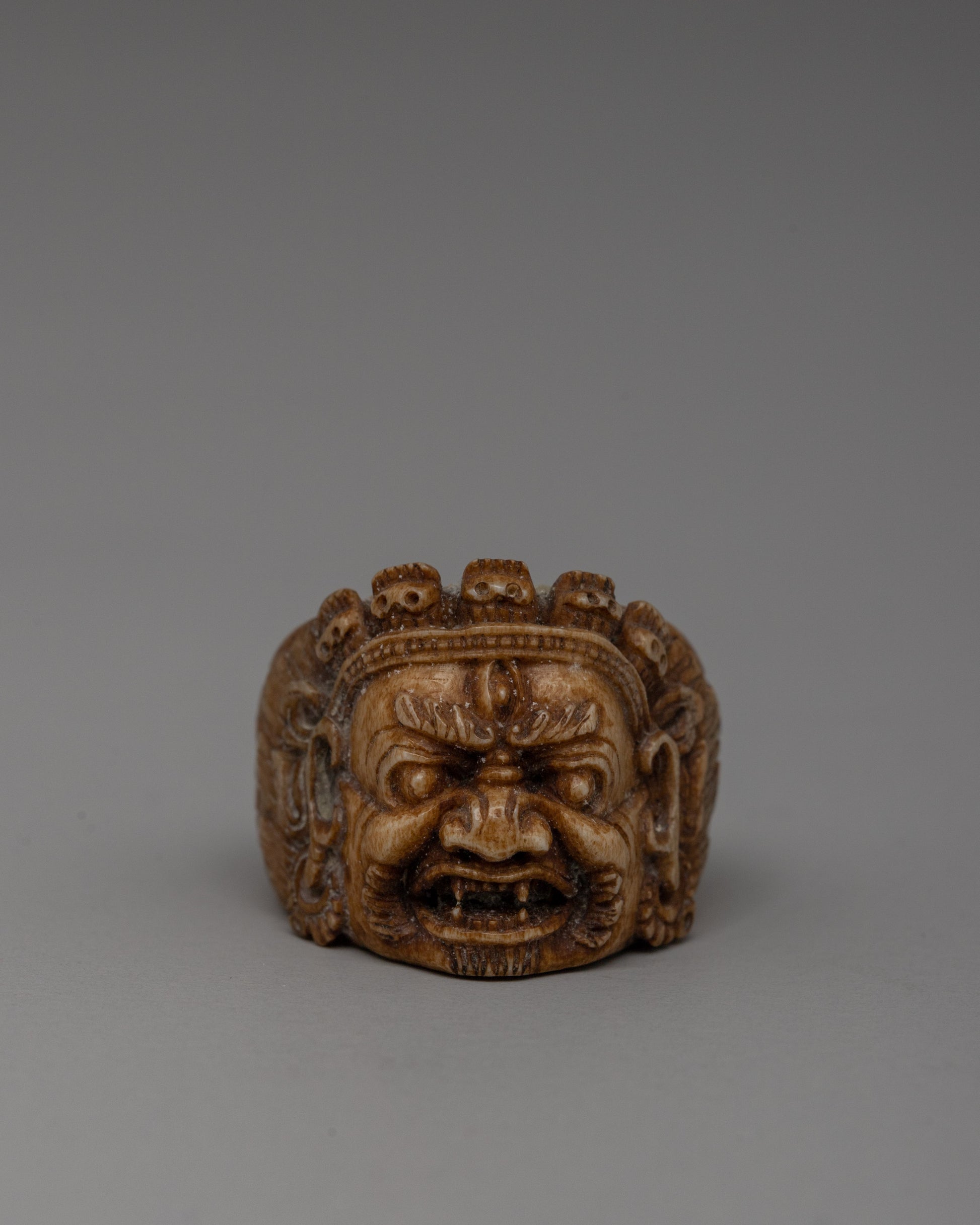 Intricately Hand-Carved Buffalo Bone Ring