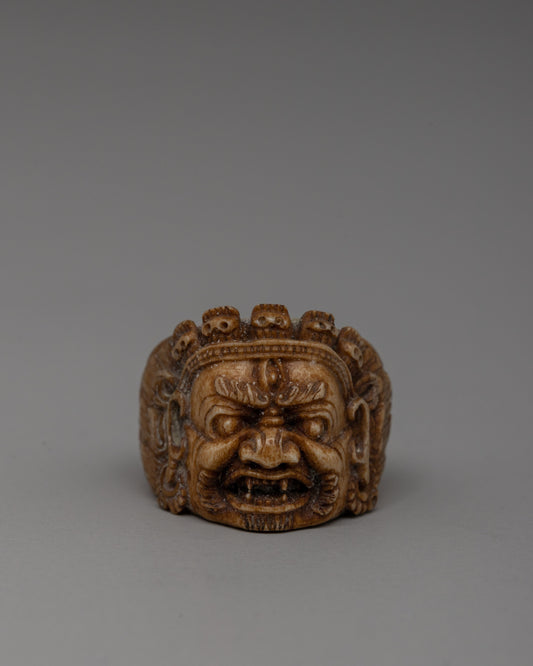 Intricately Hand-Carved Buffalo Bone Ring