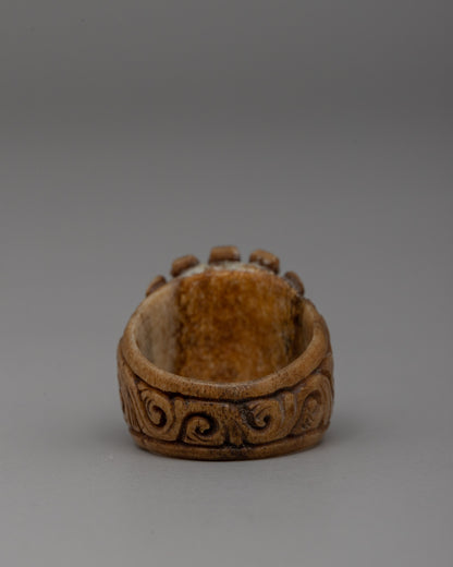 Intricately Hand-Carved Buffalo Bone Ring | Symbol of Elegance and Strength