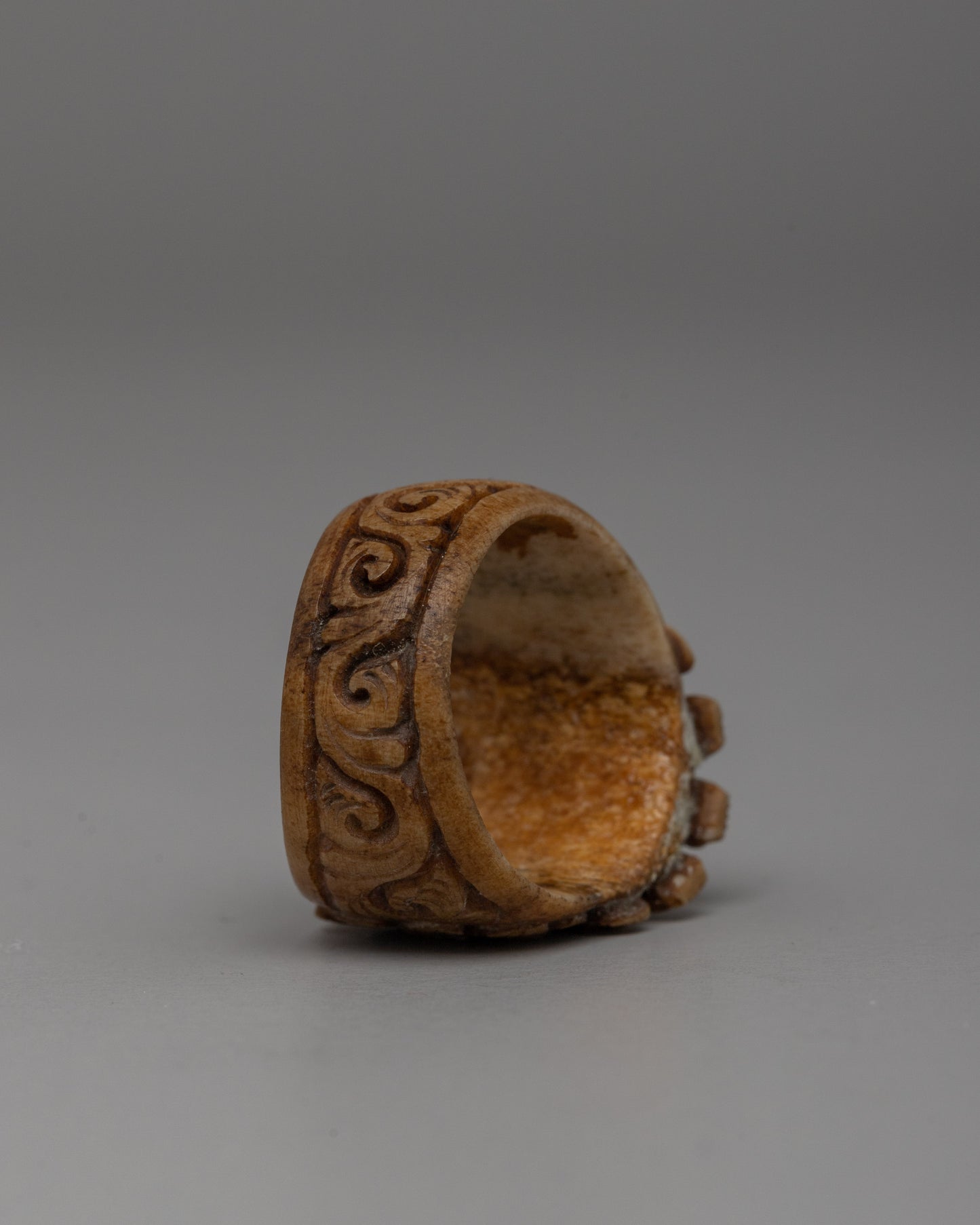 Intricately Hand-Carved Buffalo Bone Ring | Symbol of Elegance and Strength