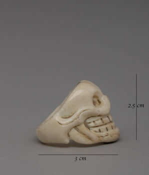 Ethically Sourced Buffalo Bone Ring with Unique Skull Design | Tribal-Inspired Fashion