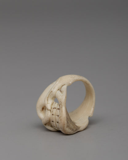 Ethically Sourced Buffalo Bone Ring with Unique Skull Design | Tribal-Inspired Fashion