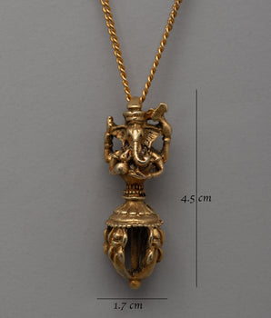 Religious Gold Plated Ganesh Locket | Ganesh Amulet for Blessings, Protection, and Prosperity