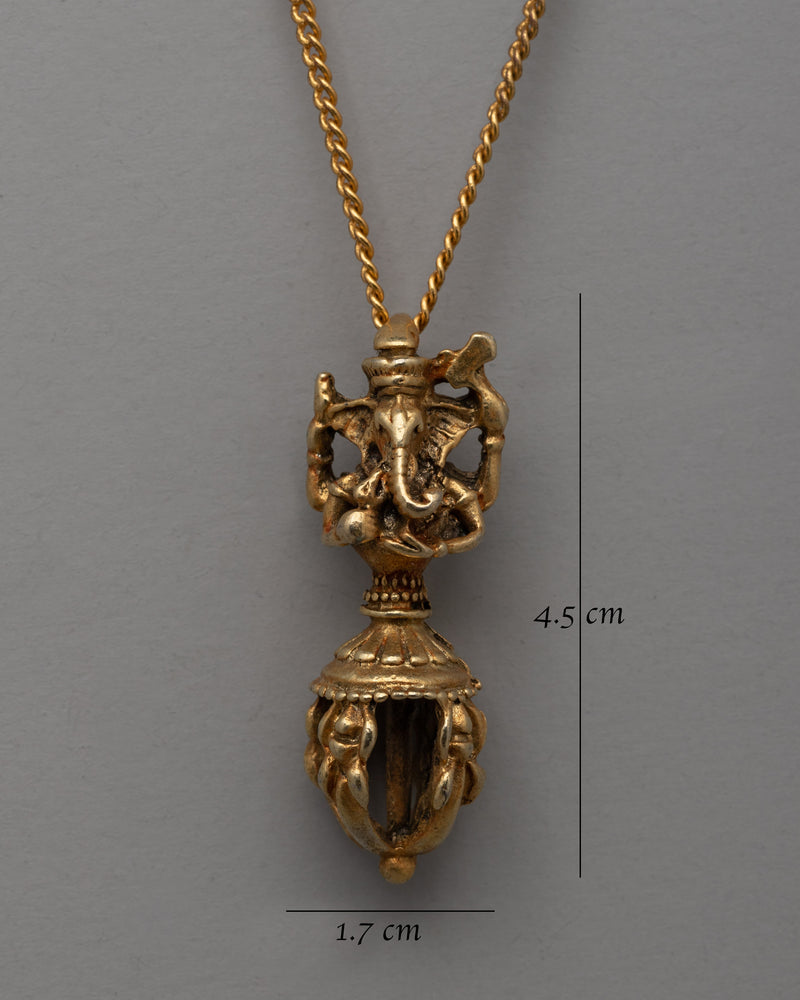 Religious Gold Plated Ganesh Locket | Ganesh Amulet for Blessings, Protection, and Prosperity