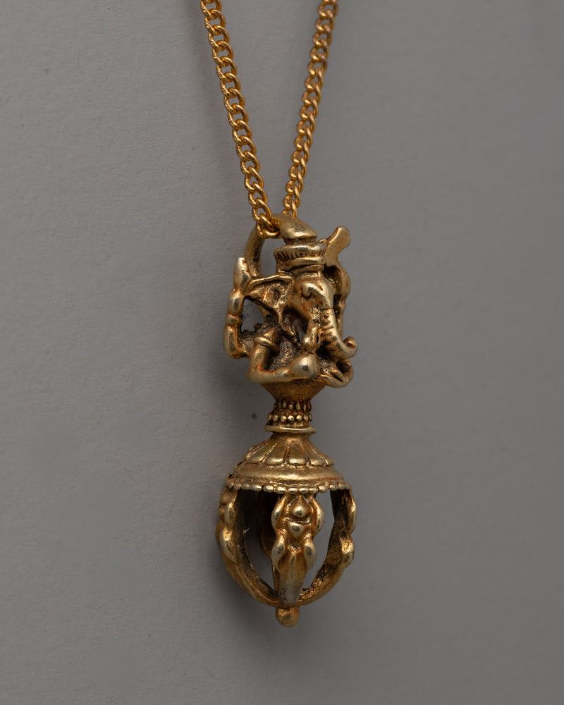 Religious Gold Plated Ganesh Locket | Ganesh Amulet for Blessings, Protection, and Prosperity