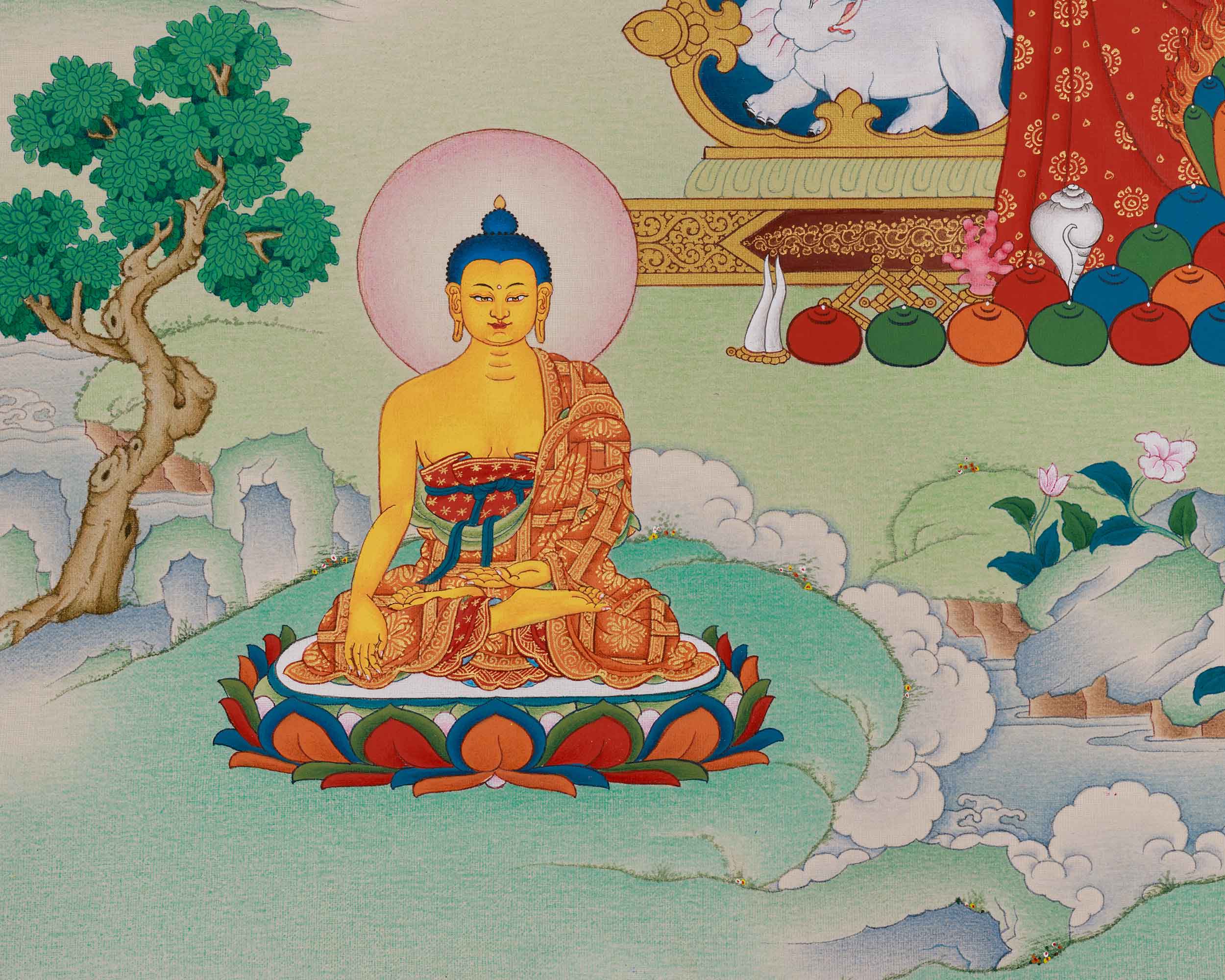 Traditional Asta Medicine Buddha Thangka | Healing and Longevity Art