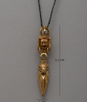 Gold Plated Phurba Locket | Handmade Buddhist Jewelry
